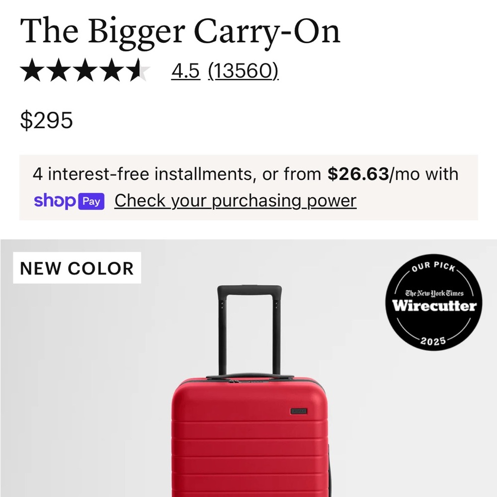 Away Red Bigger Carry-On